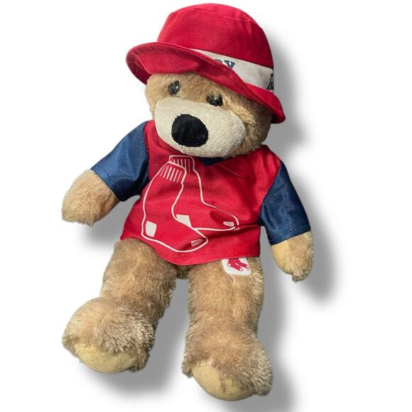 Boston Red Sox Teddy Bear Plush 14" MLB Baseball Bucket Hat Nursery Shower Gift - Picture 4 of 14